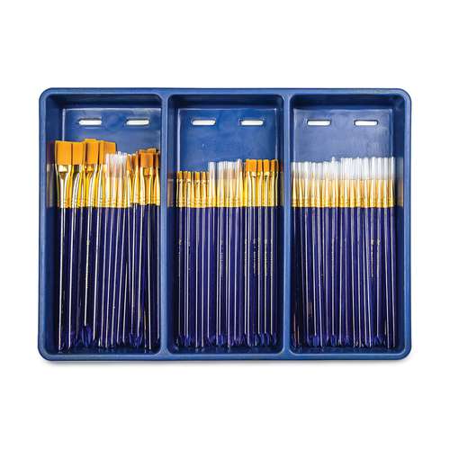 Caja de 120 pinceles escolares redondos y planos de Taklon Royal Langnickel 
