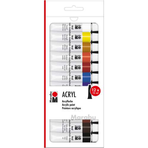 Set de pintura acrílica 12 x 12 ml Acryl Color Marabu 