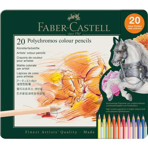 Estuche metálico de 20 lápices de color Polychromos Faber-Castell 